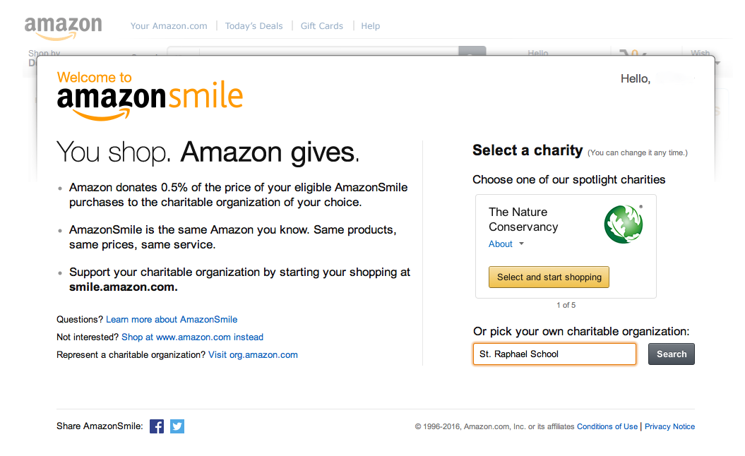 Show your support through Amazon Smile! St. Raphael Catholic School