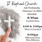 Please Join our Parish for Ash Wednesday/Porfavor Acompañenos el Miercoles de Ceniza