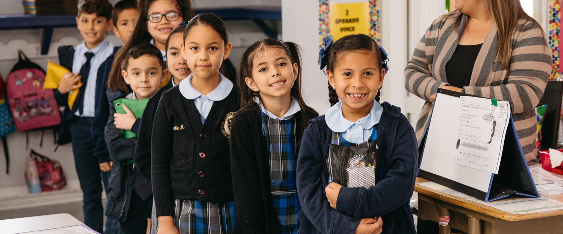 St. Raphael students in line at class